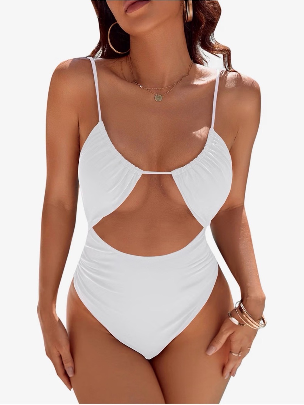 Make an Offer - Blooming Jelly White High-Waist One-Piece Bride Swimsuit